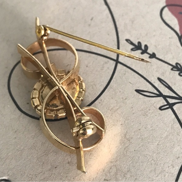 ✨Sold✨Vintage Costume Jewelry Brooch With Blue Faux Stone & Rhinestones - Picture 7 of 9